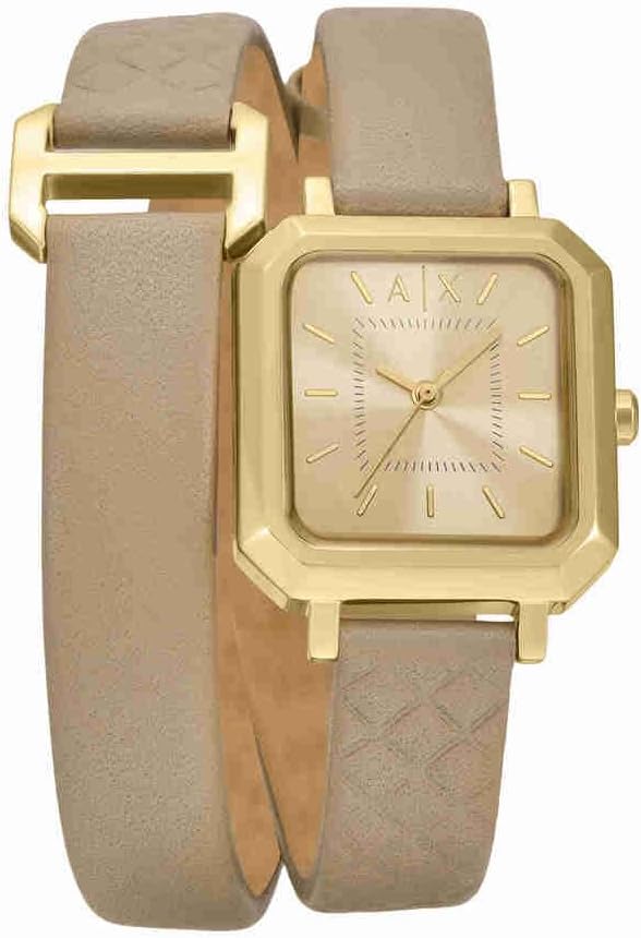 Armani Exchange zegarek dla kobiet, kwarcowy mechanizm z trzema wskazówkami i koperta o średnicy 27 mm ze skórzanym paskiem