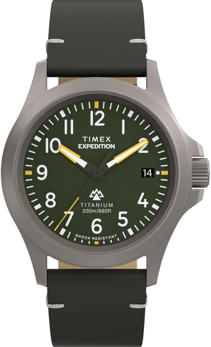 Timex Men's Expedition Titanium 38mm Leather Strap Watch