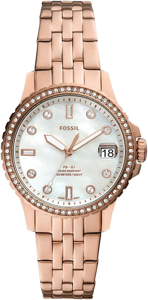 Fossil Damski analogowy zegarek kwarcowy z bransoletką ze stali nierdzewnej ES4995, różowe złoto, ES4995