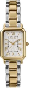 Timex Zegarek Damski Trend 21 mm, Dwukolorowy Pasek ze Stopu, Biała Tarcza, Dwukolorowa Obudowa TW2Y01300