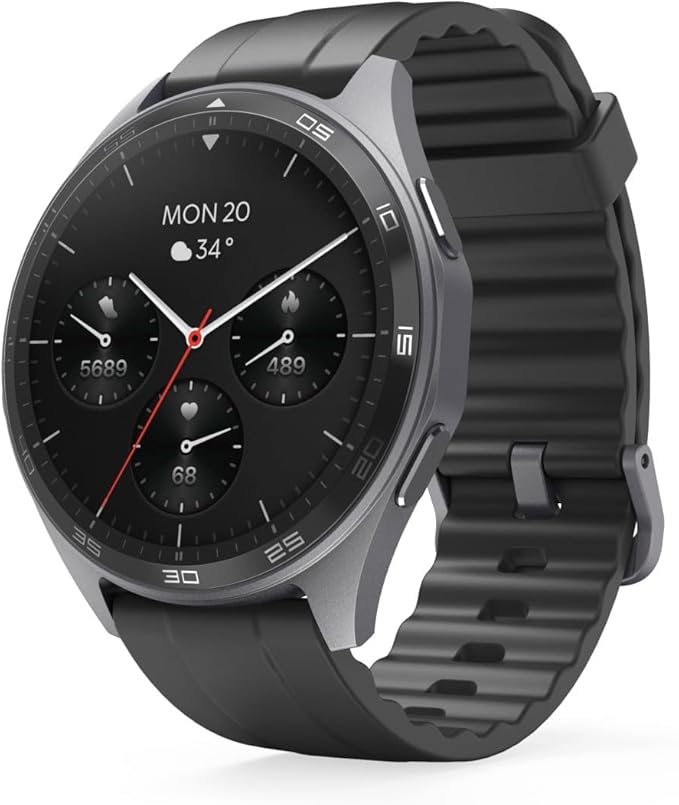 Hama Smartwatch 7010 (1,43" ekran AMOLED, GPS: GLONASS/GALILEO/BEIDOU, wodoodporność IP68/3 ATM, tętno, SpO2, fazy snu, 110 trybów sportowych, powiadomienia, Apple Health/Google Fit) czarny