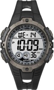 Timex Marathon Męski zegarek, 46 mm, cyfrowy, czarny pasek z żywicy T5K802