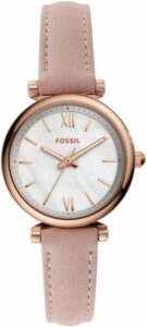 Fossil Carlie Mini Zegarek damski, mechanizm kwarcowy z paskiem ze stali szlachetnej lub skóry