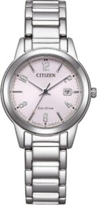 CITIZEN Damski analogowy zegarek kwarcowy z bransoletką ze stali nierdzewnej FE1241-71Z, Rosa, bransoletka