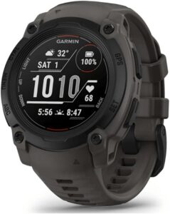Garmin Instinct E [Renewed], 40 mm wytrzymały smartwatch GPS z istotnymi inteligentnymi funkcjami, wbudowane aplikacje sportowe, super wytrzymałe funkcje konstrukcyjne, czarna luneta z paskiem