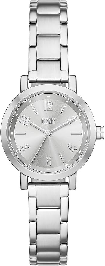 DKNY Damski analogowy zegarek kwarcowy z paskiem ze stali nierdzewnej NY6695, Srebrny