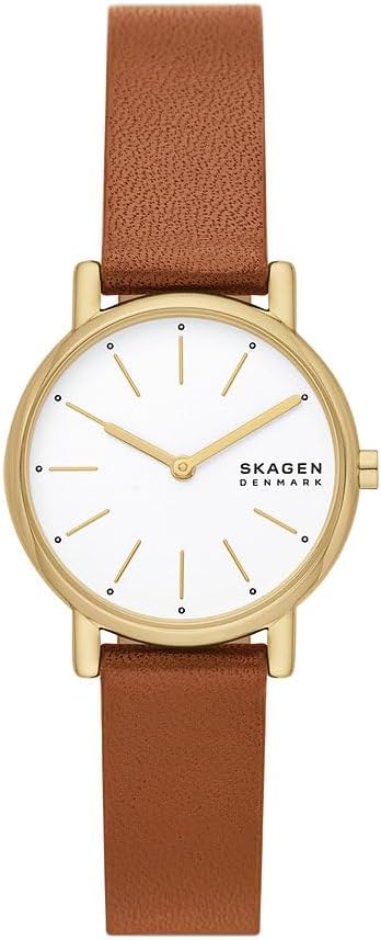 Skagen Signatur Lille Zegarek dla kobiet, złoty, kwarcowy, dwukierunkowy mechanizm z paskiem ze stali nierdzewnej lub skóry