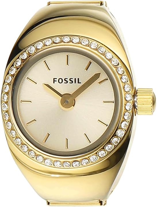 Fossil damski zegarek Ring, kwarcowy mechanizm dwukierunkowy z paskiem ze stali szlachetnej