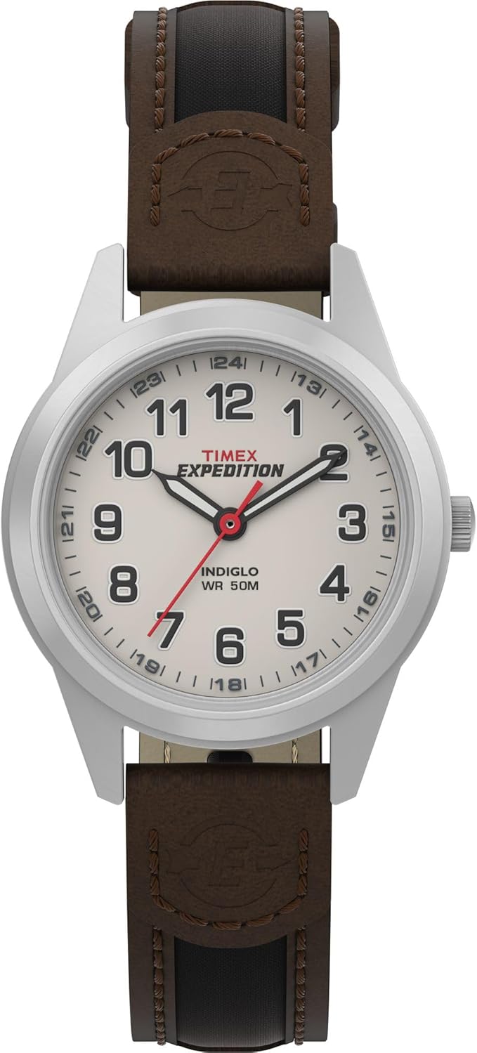 Timex Damski zegarek kwarcowy z datą, klasyczny zegarek ze skórzanym paskiem