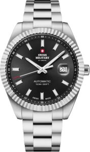 Swiss Military by Chrono SMA34110 Męski zegarek automatyczny z paskiem ze stali nierdzewnej 10 ATM data szkło szafirowe