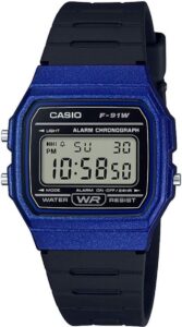 Casio Zegarek unisex z żywicy/szkła akrylowego z wyświetlaczem daty i światłem LED - wodoodporność i alarm