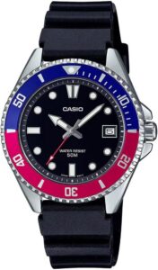 Casio MDV10-1A2V zegarek sportowy unisex z gumowym paskiem i czarną tarczą 38 mm, czarny, sportowy zegarek sportowy