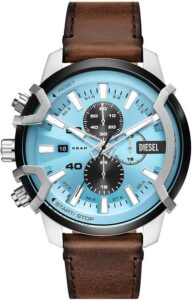 Diesel męski zegarek Griffed, kwarcowy mechanizm chronografu ze skórzanym paskiem