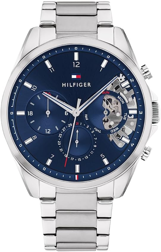 Tommy Hilfiger Mężczyźni Baker Zegarek, Granatowy/Srebrny, 43.5 mm
