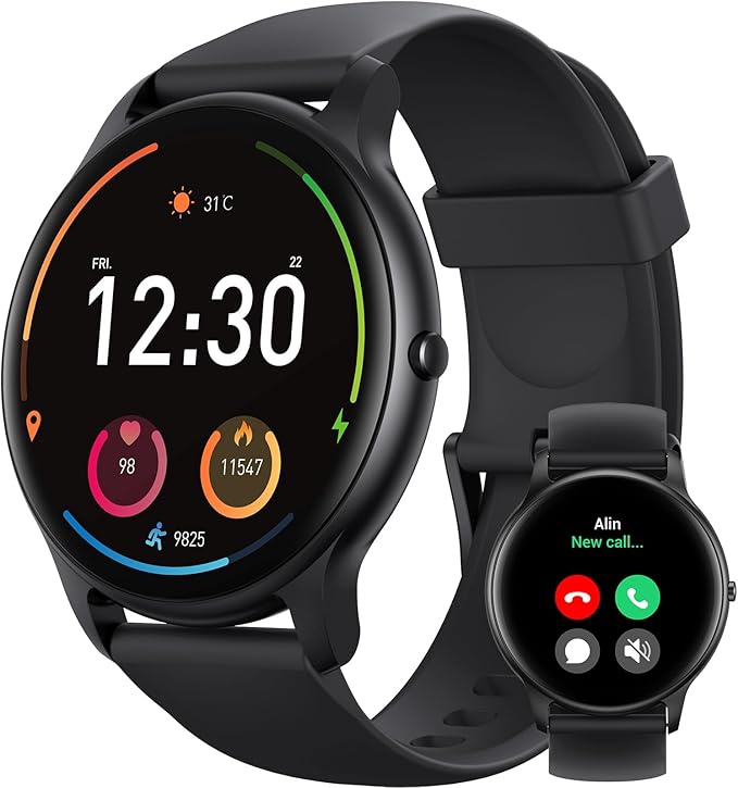 Parsonver Inteligentny zegarek dla mężczyzn i kobiet z połączeniami Bluetooth, sportowy zegarek ze 100+ sportami, wodoodporność IP68, monitorowanie snu, tętno, krokomierz, smartwatch do systemu