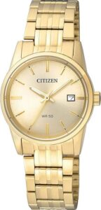 CITIZEN Zegarek kwarcowy zegarek damski EU6002-51P, złoto, bransoletka | kwarc | szkło kryształowe | wodoszczelność 5 bar | 2 lata rezerwy mocy | data | pasek ze stali nierdzewnej