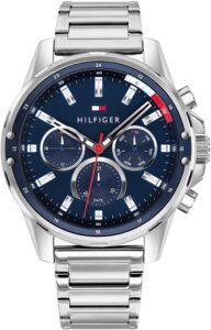 Tommy Hilfiger Analogowy, wielofunkcyjny zegarek kwarcowy dla mężczyzn, z bransoletą ze stali nierdzewnej lub paskiem silikonowym