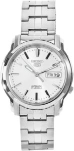 Seiko Męski analogowy automatyczny zegarek z paskiem ze stali nierdzewnej SNKK65K1, Srebrny, Bransoletka