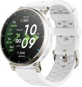 Amazfit Active 3 Premium 45mm GPS Smartwatch do biegania, AMOLED 1,32” szkło szafirowe, Bateria do 12 dni, 4GB, NFC, Mapy offline, 170+ trybów, 5 ATM, Pulsometr i tracker fitness dla Android i iPhone