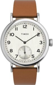 Timex Męski zegarek analogowy ze skórzanym paskiem Waterbury