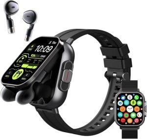 Inteligentny Zegarek ze Słuchawkami, Smartwatch z Ekranem HD 2,01 Cala dla Kobiet i Mężczyzn, Wodoodporny Monitor Fitness IP67, Monitor Snu, Monitor Pracy Serca, Krokomierz dla