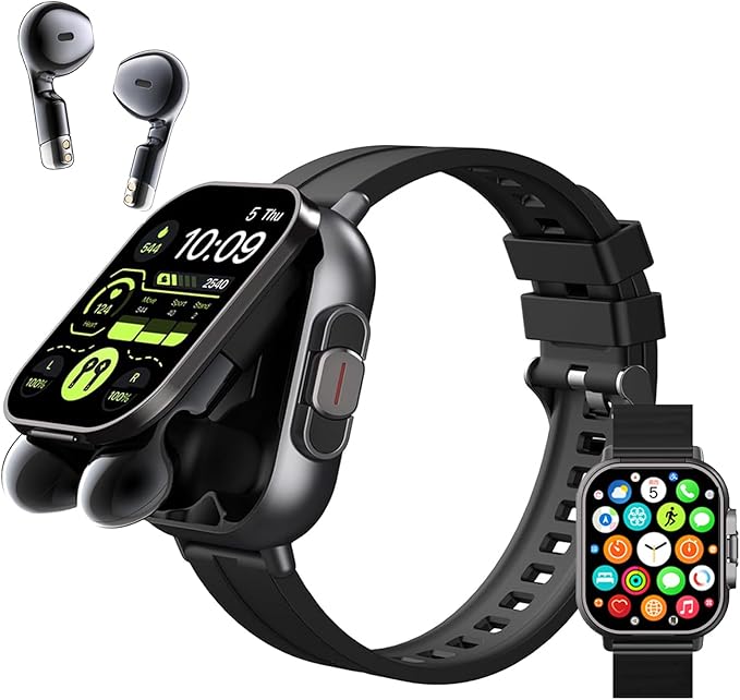 Inteligentny Zegarek ze Słuchawkami, Smartwatch z Ekranem HD 2,01 Cala dla Kobiet i Mężczyzn, Wodoodporny Monitor Fitness IP67, Monitor Snu, Monitor Pracy Serca, Krokomierz dla