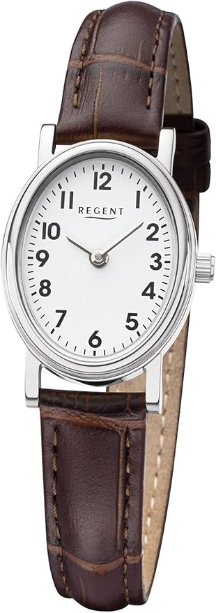 Regent Zegarek damski z wzorem krokodyla skórzany pasek stal szlachetna kwarc owalna obudowa 22 mm średnica cyfry arabskie