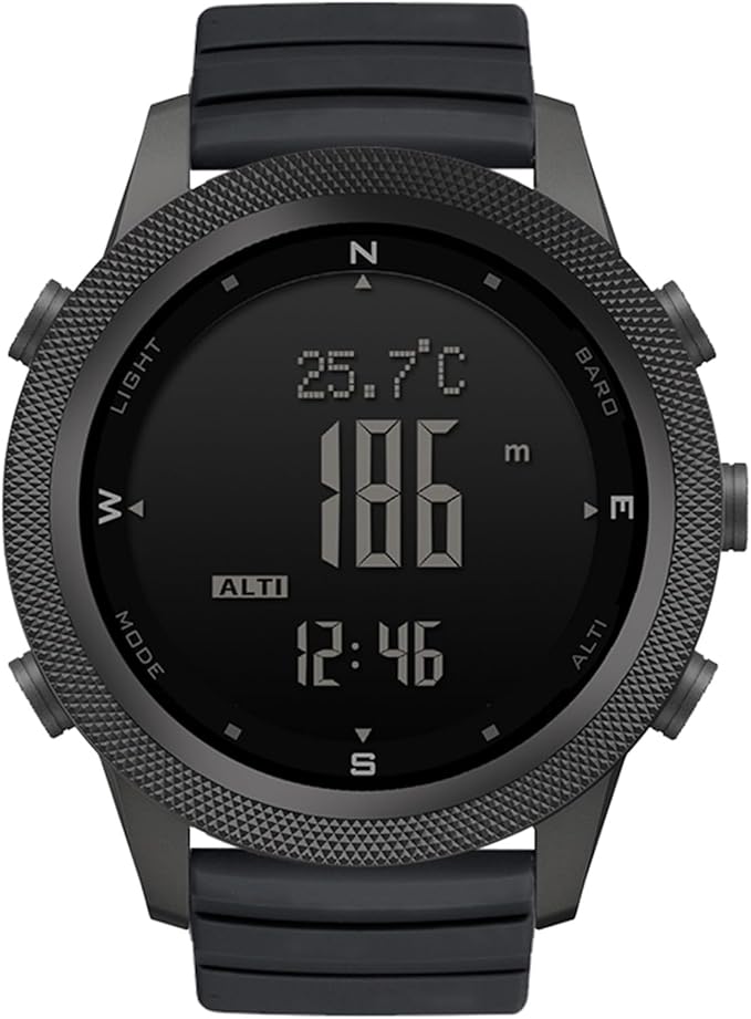 NORTH EDGE APACHE-46 Męskie Cyfrowe Zegarki Sportowe Wojskowe Kompas Temperatury Kroki Tracker Sportowe Zegarki Survival Tactical, Czarny silikon, silicio, pasek
