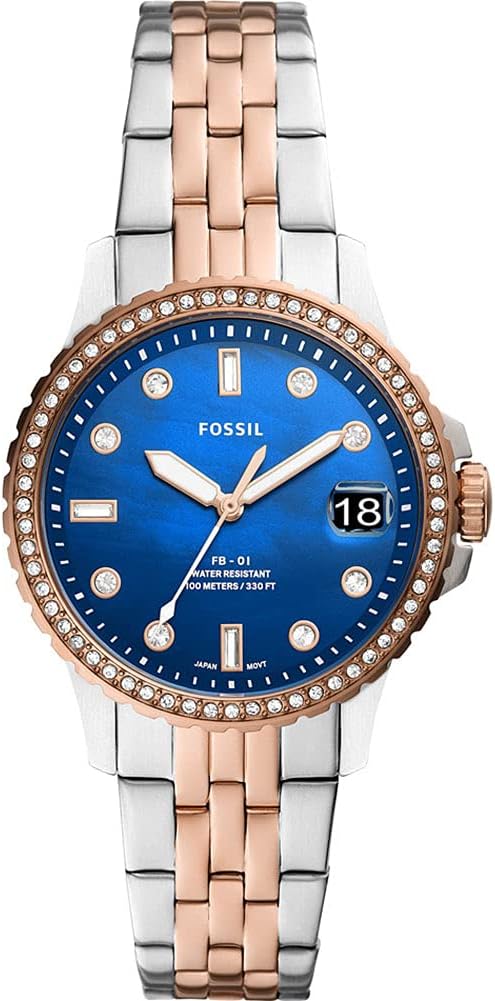 Fossil Damski analogowy zegarek kwarcowy z bransoletką ze stali szlachetnej ES4996