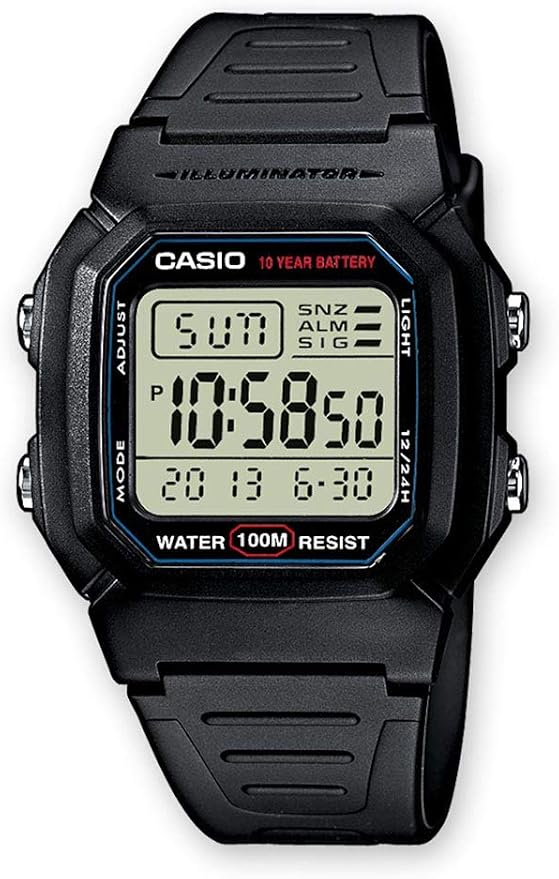 Casio Unisex zegarek na rękę Vintage Digital kwarcowy żywica W-800H-1A, czarny/czarny, Einheitsgröße, taśma