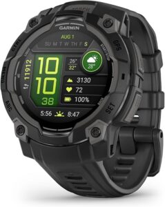 Garmin Instinct 3 [odnowiony], 45 mm AMOLED wytrzymały smartwatch GPS, wbudowane aplikacje sportowe i monitorowanie zdrowia, latarka LED, odporny na wstrząsy, 10 ATM, czas pracy baterii do 18 dni