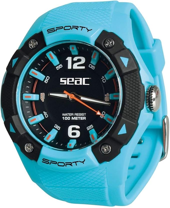 Seac Unisex Adult Sporty zegarek na rękę z gumową taśmą, wodoszczelny 100 m