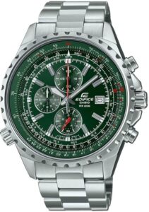 Casio Uniseks Edifice Zegarek na Rękę, Srebrny/Zielony, Ø 45 mm