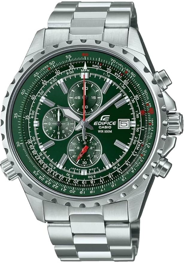 Casio Uniseks Edifice Zegarek na Rękę, Srebrny/Zielony, Ø 45 mm
