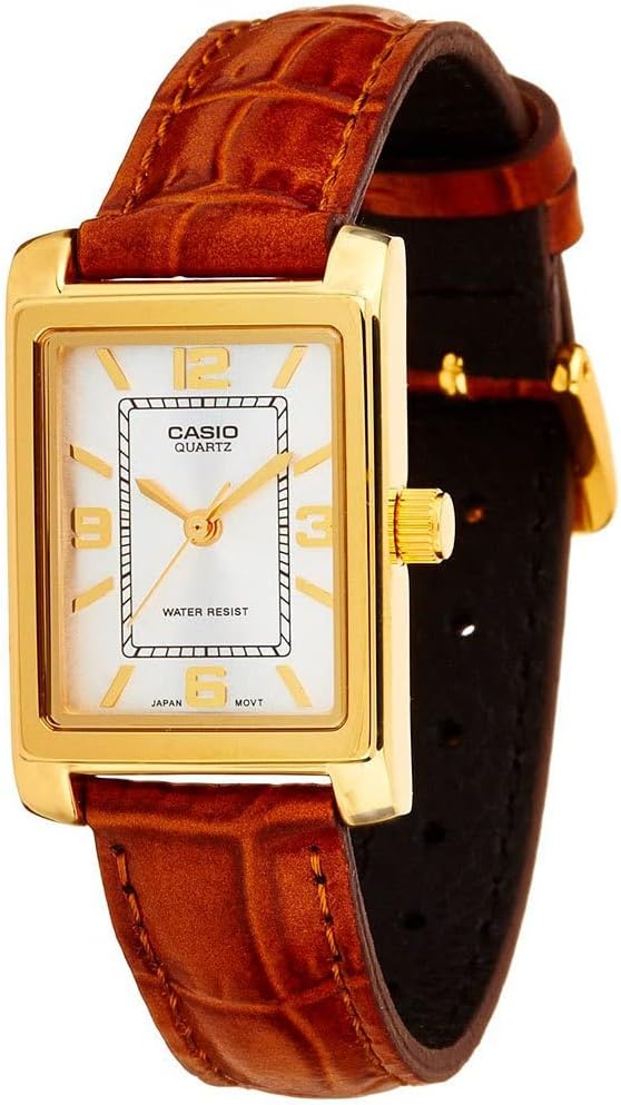 Casio zegarek damski analogowy, złoto-brązowy., wstążka