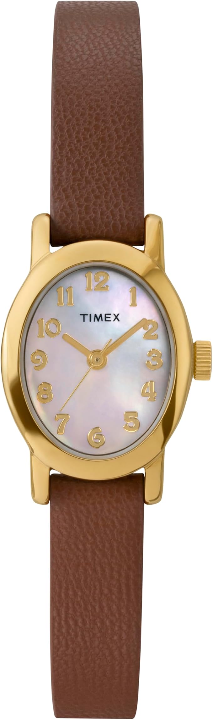 Timex Zegarek Damski Main Street 18 mm, Czarny Skórzany Pasek, Tarcza z Masy Perłowej, Złota Obudowa TW2W82600