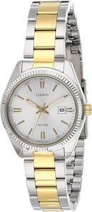 Casio Damski zegarek na rękę klasyczny analogowy kwarcowy stal szlachetna powlekana LTP-1302SG-7A, srebro, bransoletka