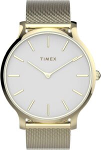Timex damski zegarek analogowy z paskiem z siatki ze stali nierdzewnej