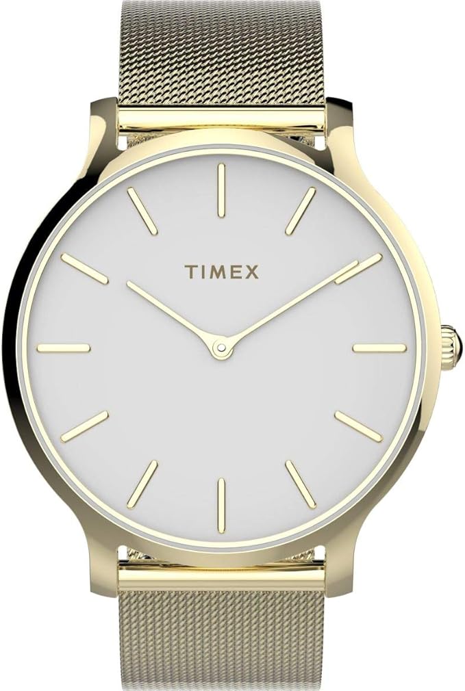 Timex damski zegarek analogowy z paskiem z siatki ze stali nierdzewnej