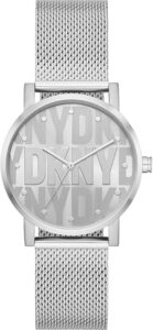 DKNY Damski analogowy zegarek kwarcowy z paskiem ze stali nierdzewnej NY6693, Srebrny