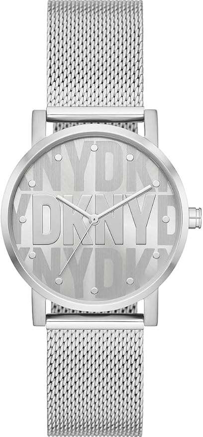 DKNY Damski analogowy zegarek kwarcowy z paskiem ze stali nierdzewnej NY6693, Srebrny