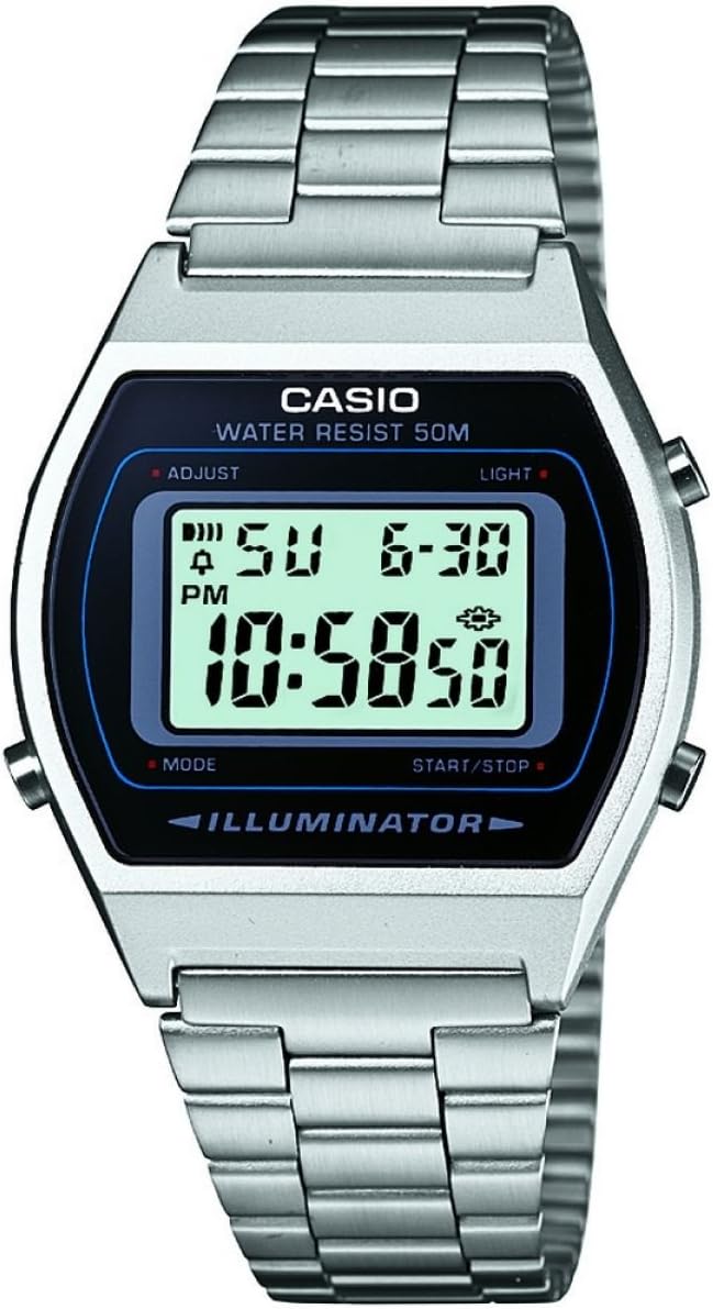 Casio Retro Unisex cyfrowy zegarek B640WB z bransoletką ze stali nierdzewnej