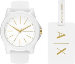 Armani Exchange Zegarek dla kobiet, mechanizm kwarcowy i rozmiar koperty 40 mm z paskiem ze stali nierdzewnej, skóry lub silikonu