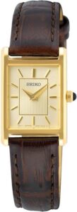 Seiko Zegarek damski kwarcowy stal szlachetna ze skórzanym paskiem SWR066P1, złoto, Pasek