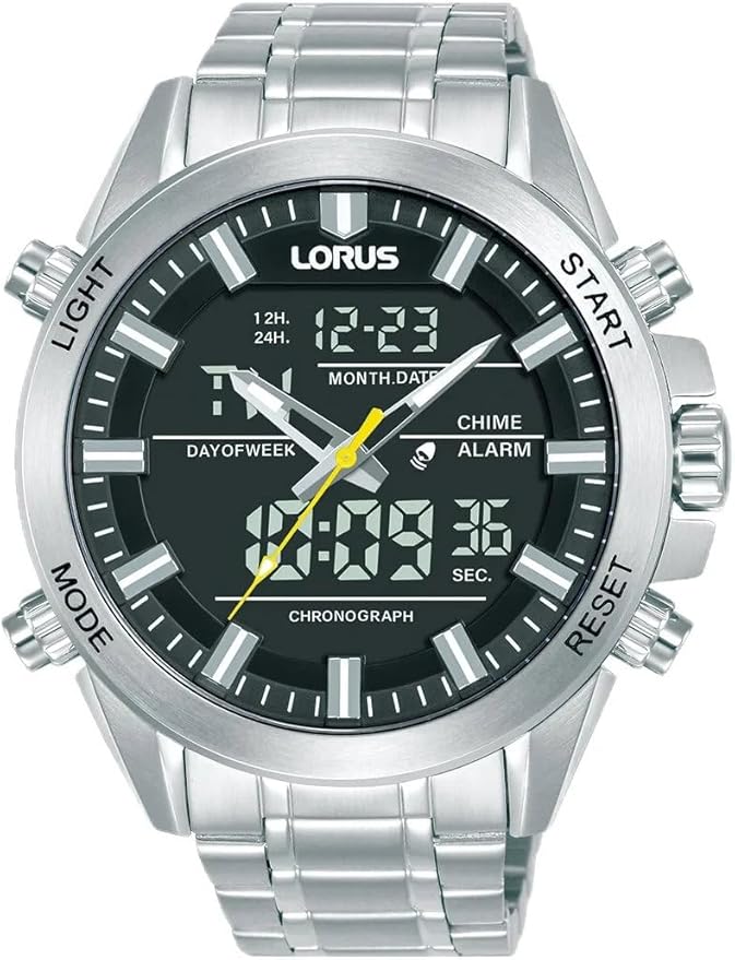 Lorus Męski zegarek analogowo-cyfrowy z paskiem ze stali nierdzewnej RW663AX9