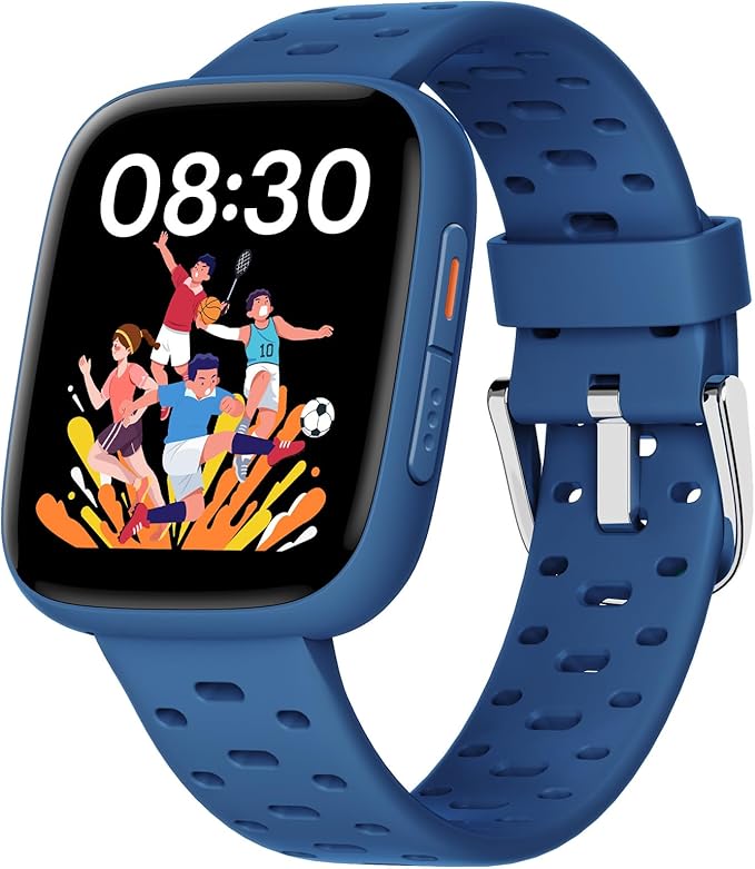 BIGGERFIVE Zegarek dla Dzieci Bez Konieczności Telefonu, 1,8" AMOLED Inteligentny Zegarek Fitness z Krokomierzem, Monitorem Tętna, Monitorem Snu, 30m Wodoodporny, Licznik Kroków, Gry Logiczne, 100+