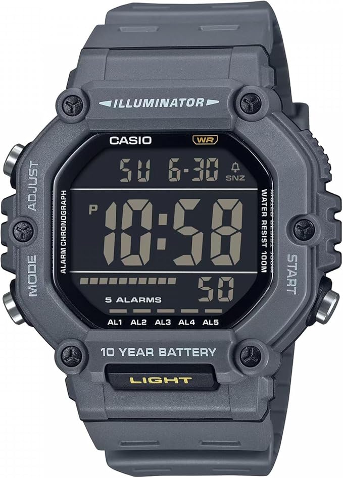 Casio Męski cyfrowy zegarek kwarcowy z plastikowym paskiem AE-1600H-8BVEF, szary, Sport