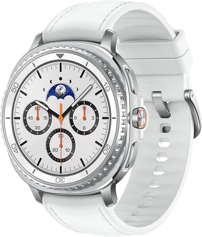 Samsung Galaxy Watch8 Classic Smartwatch, 46 mm, biały, Bluetooth (wersja CAD i) – Asystent AI (Gemini), coaching snu, śledzenie kondycji