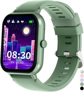 Smartwatch dla dzieci chłopców i dziewczynek, zegarek dziecięcy, pomiar tętna, snu, krokomierz, budzik, sport, gra, wodoszczelność IP68, Fitness Tracker dla dzieci, zegarek dla nastolatków