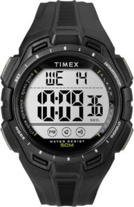 Timex Sport zegarek męski 43 mm – czarny pasek z żywicy, tarcza cyfrowa, koperta w kolorze czarnym, TW5M61700